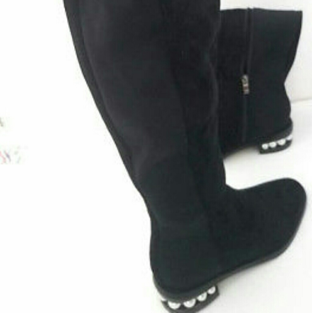 Black Suede Over The Knee Boots.Size 7.5